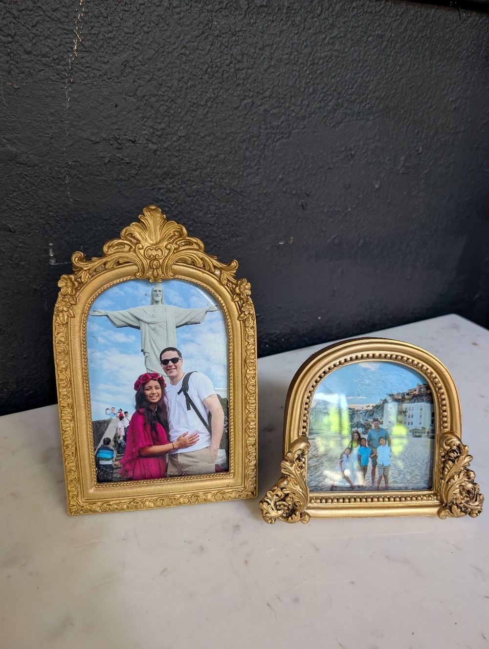 Modern, set of 2,  Gold Arched Ornate Vintage style photo frames